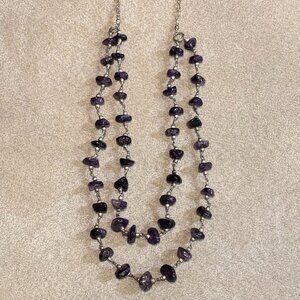 Vintage Amethyst Double Strand Necklace Silver (?) Chain